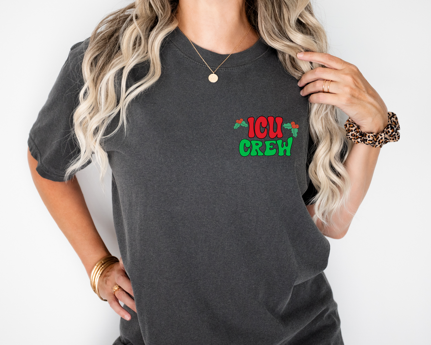 ICU CREW CHRISTMAS WHITE OR GRAY - TEE OR CREW