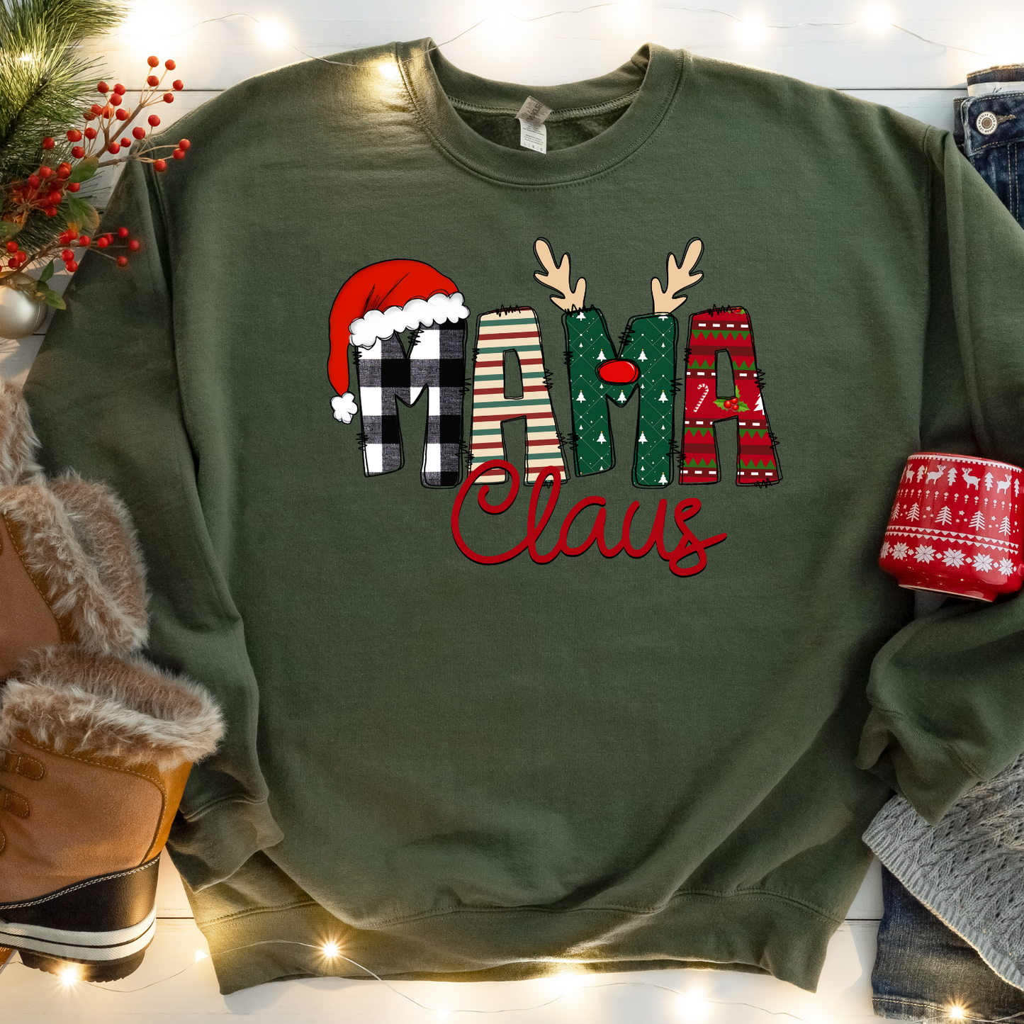 HOLIDAY CLAUS - MILITARY GREEN CREW