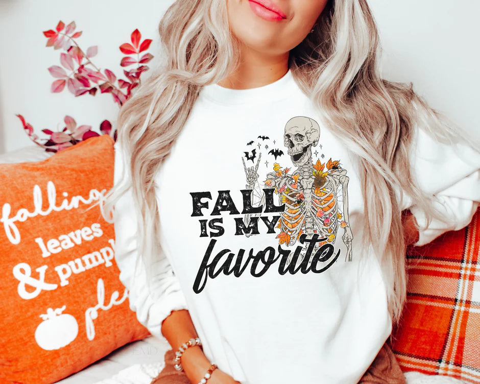 FALL IS MY FAV SKELETON - TEE OR CREW