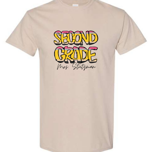 PENCIL GRADE WITH TEACHER NAME  - SAND TEE