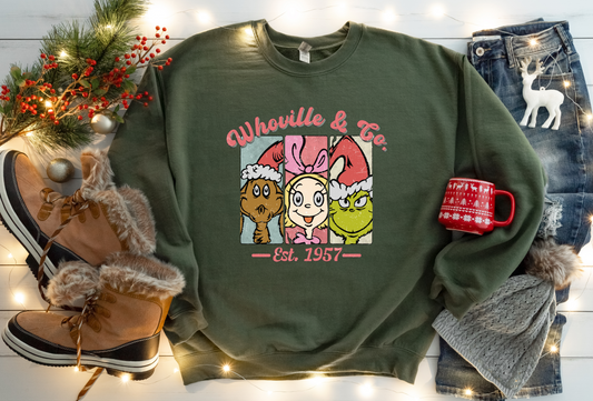 VINTAGE GRINCH - MILITARY GREEN CREW